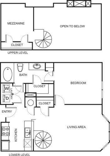 One Bedroom Mezzanine- 4410 Floorplan Image